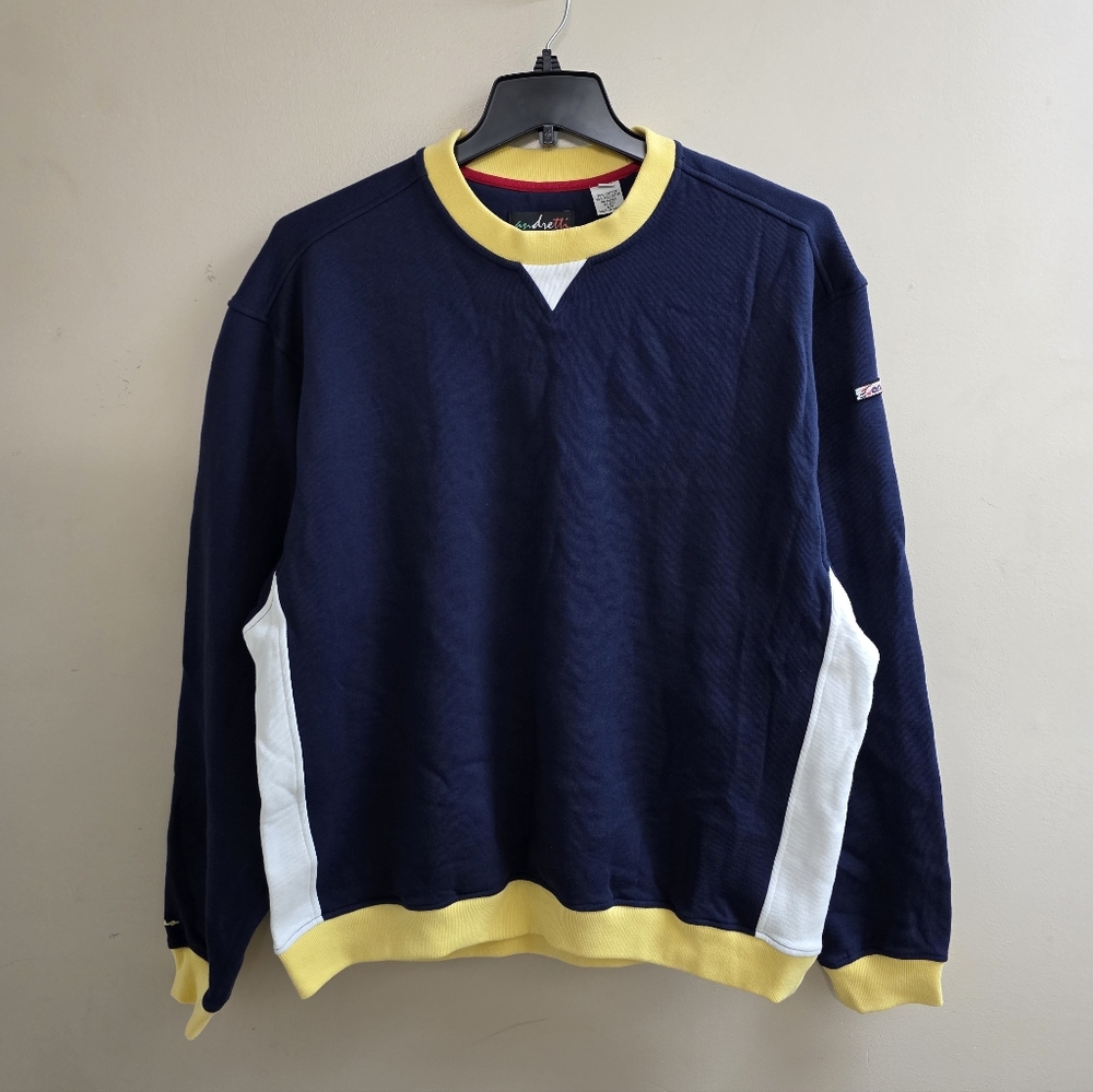 Vintage Andretti Sport Navy Pullover Sweatshirt Mario Andretti Race Car XL
